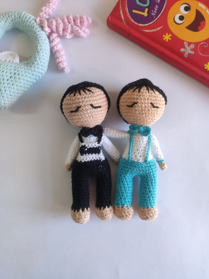 Handmade Crochet Triplet Siblings Cotton Dolls