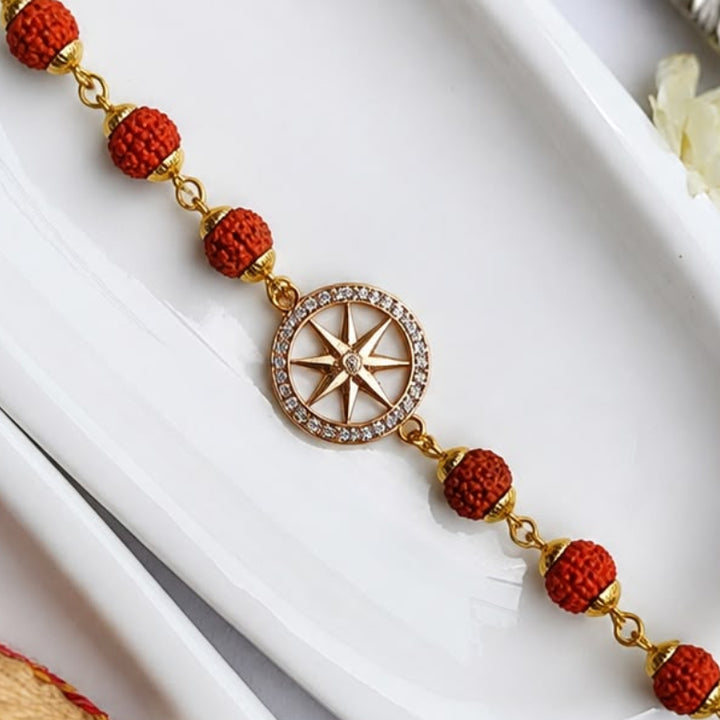 Handmade Original Rudraksh Rakhi With Roli Chawal For Brother