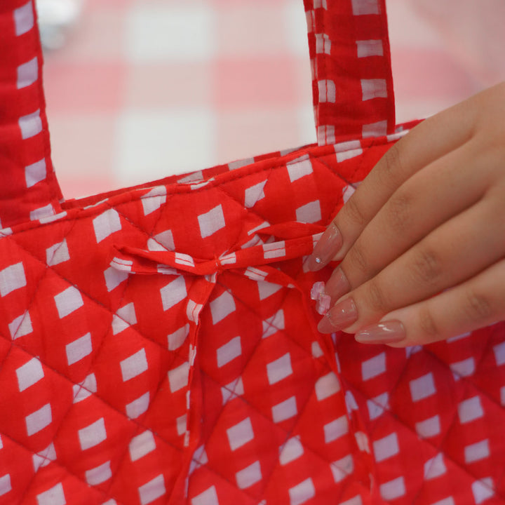 "Belle" Flat Tote Bag With Bow Detail & Magnetic Closure For Women | Thin Stripes