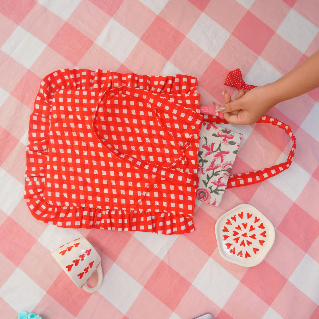 "Belle" Flat Tote Bag With Bow Detail & Magnetic Closure For Women | Thin Stripes