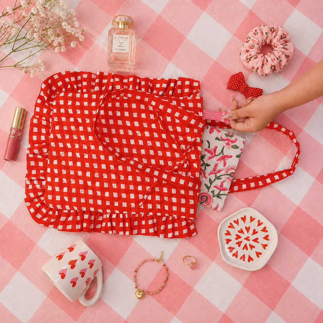 "Belle" Flat Tote Bag With Bow Detail & Magnetic Closure For Women | Thin Stripes