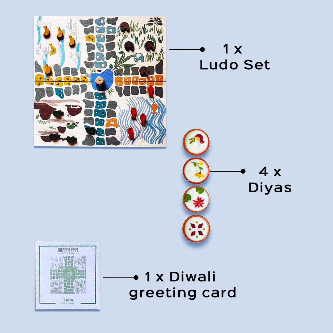 Jungle Theme Ludo Set & Terracotta Diyas Festive Hamper