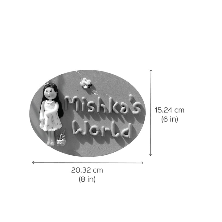 Handcrafted Personalized Clay Caricature Nameplate For Girls