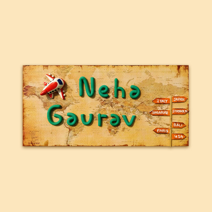 Handcrafted Personalized Clay Caricature Nameplate For Couples