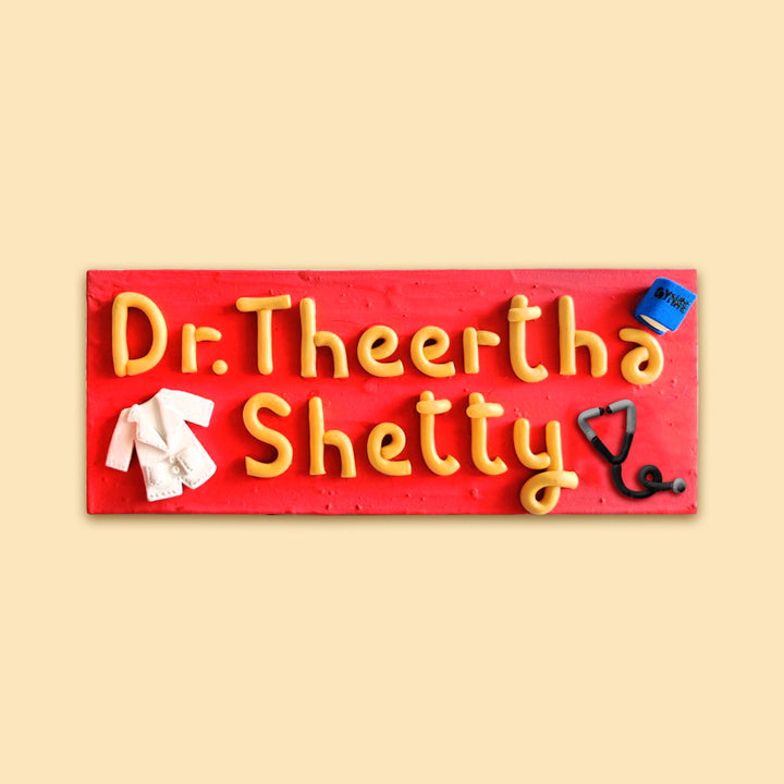 Handcrafted Personalized Desk Clay Nameplate For Doctors