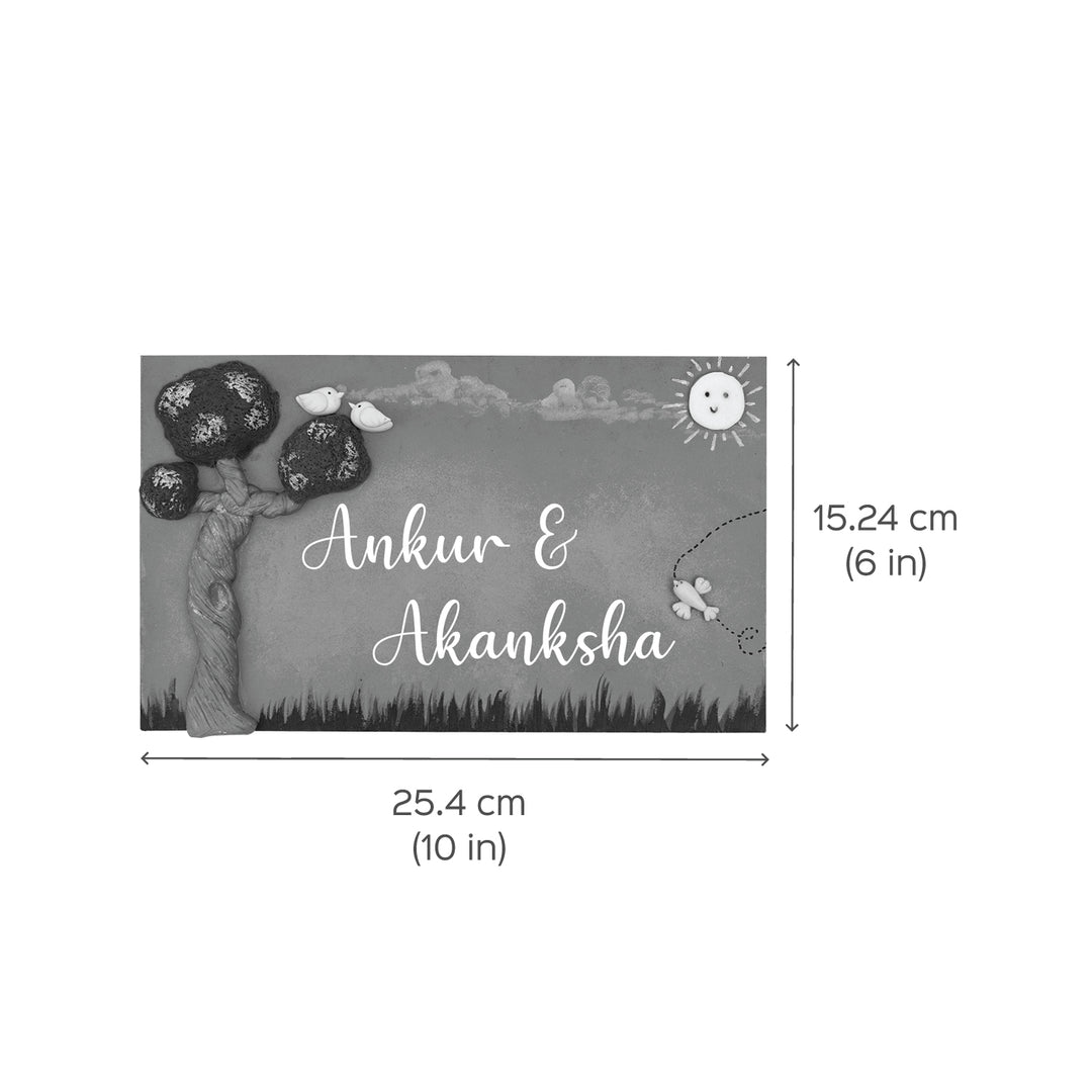 Handcrafted Personalized Wooden Rectangle Nameplate For Couple