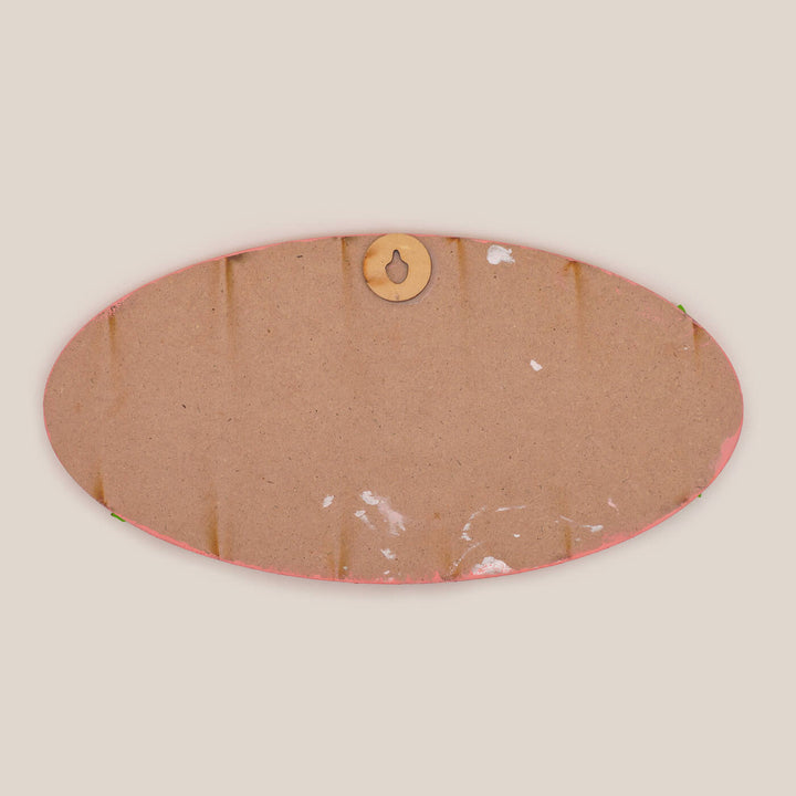 Handcrafted Personalized Wooden Floral Oval Name Plate 1 - Back View Showing Hanging Slot