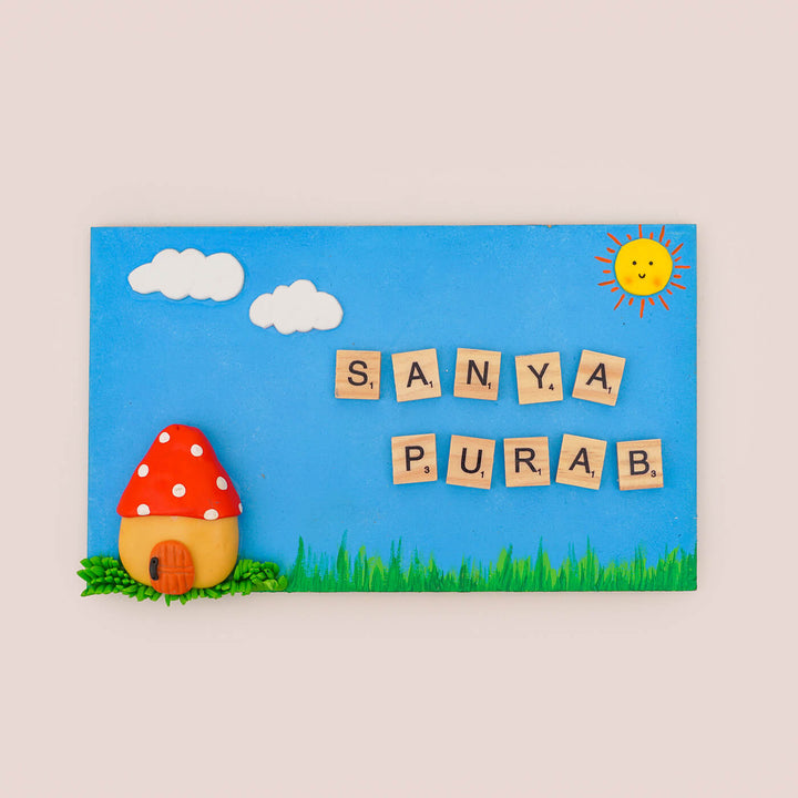 Handcrafted Personalized Wooden Rectangle Nameplate For Couple