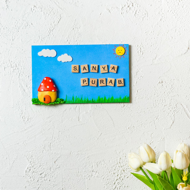 Handcrafted Personalized Wooden Rectangle Nameplate For Couple