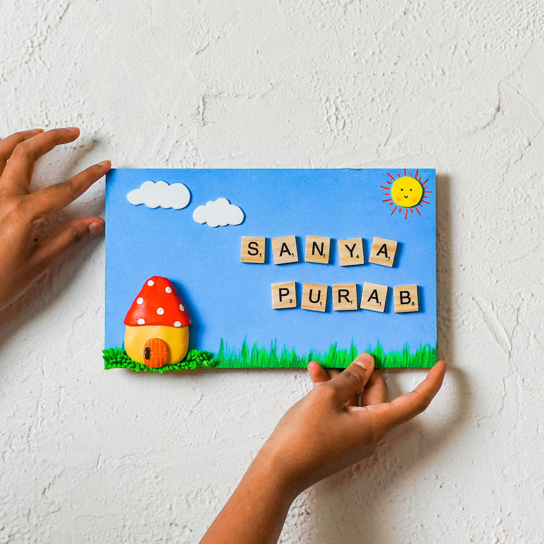 Handcrafted Personalized Wooden Rectangle Nameplate For Couple