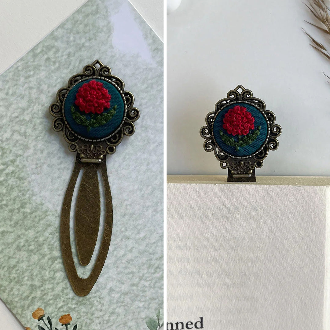 Hand Embroidered Petalmark Bronze Bookmark