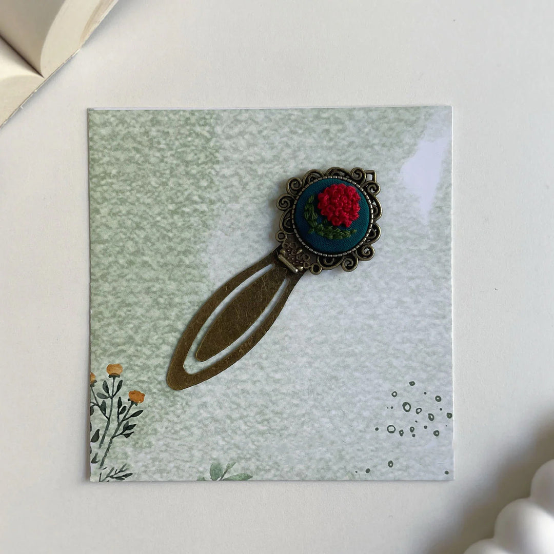 Hand Embroidered Petalmark Bronze Bookmark