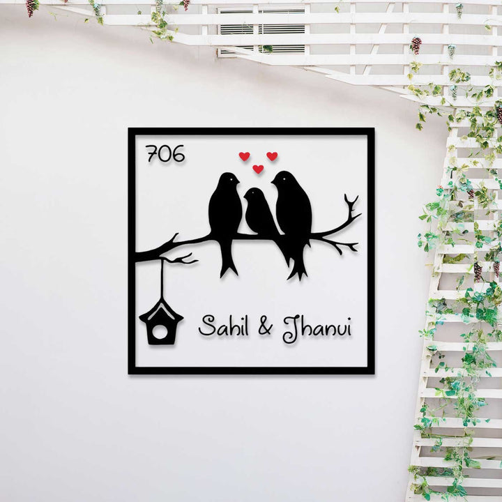Personalized Wings Of Love Theme Acrylic Name Plate