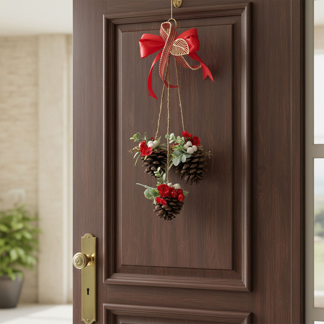 Handmade Pinecone Trio Hanging For Christmas Decoration
