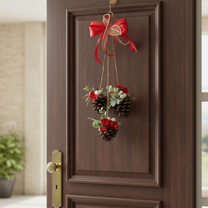 Handmade Pinecone Trio Hanging For Christmas Decoration