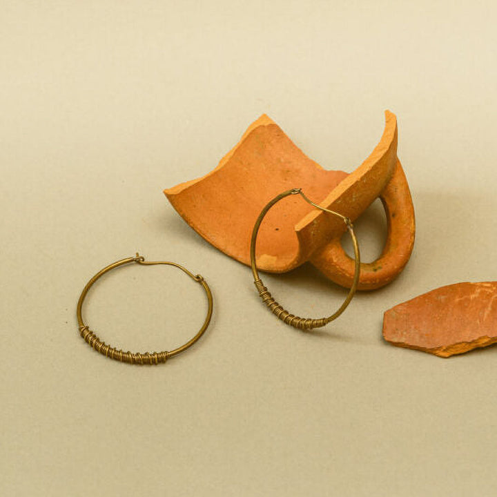 Handmade Wired Hoops Brass Earrings