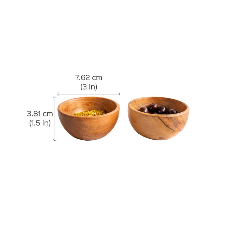 Handcrafted Acacia Wood Bowls - Set of 2