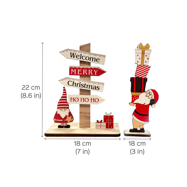 Handcrafted 3D Santa Wooden Table Decor For Christmas Decoration