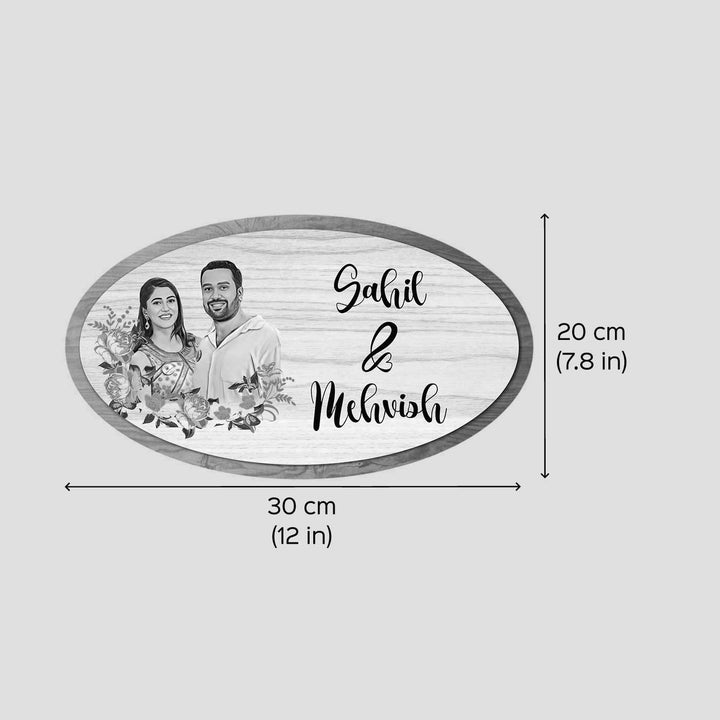 Photo Personalized Oval Floral Theme Acrylic Name Plate