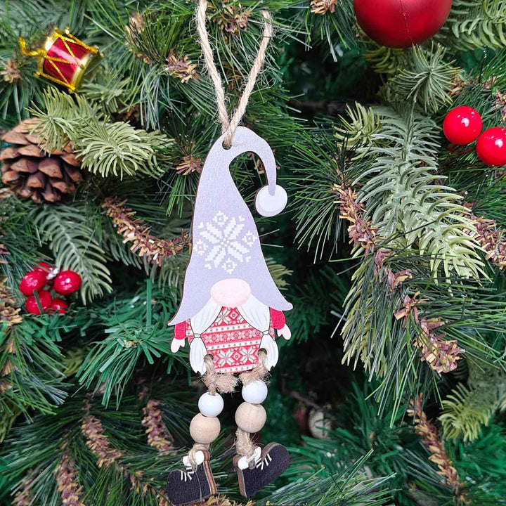 Handmade Woodland Grey Cap Gnome Ornament