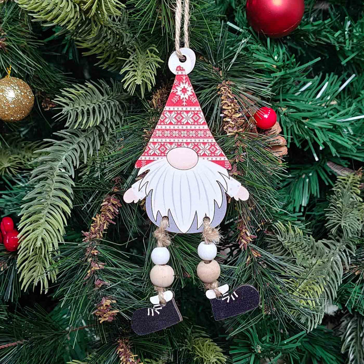 Handmade Woodland Red Cap Gnome Plush Ornament