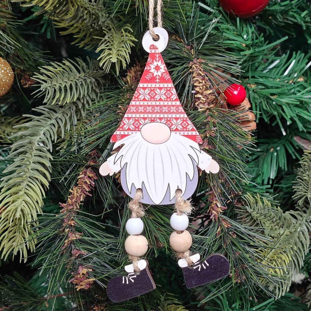 Handmade Woodland Red Cap Gnome Plush Ornament