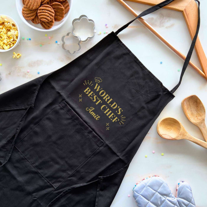 Personalized Printed World'S Best Chef Cotton Apron For Fathers