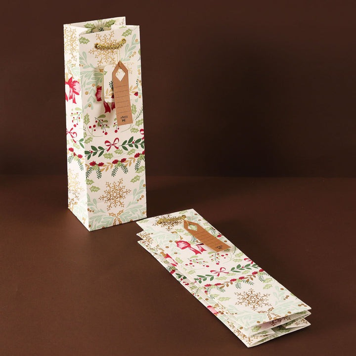 3 Pc | Handmade White Paper Wreath Wine Bag