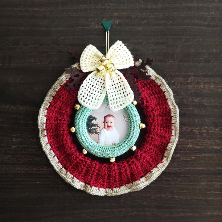 Handmade Crochet Wreath Cute Photo Frame | Xmas Gifting Ideas