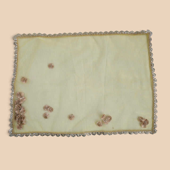 Gota Work Sheer Net Thali/Tray Cover For Festive Decor