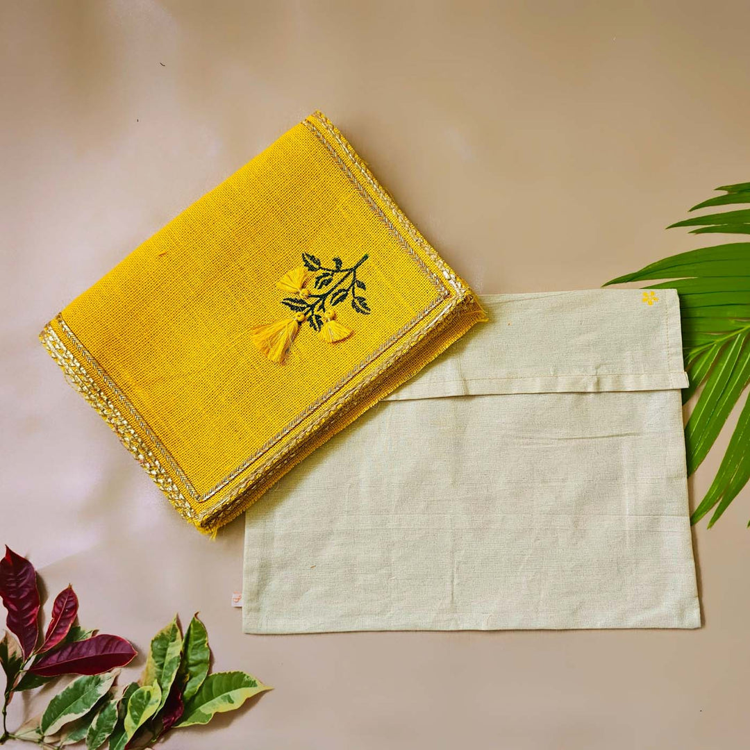 Handmade Marigold Design Jute Table Mat | Set Of 6