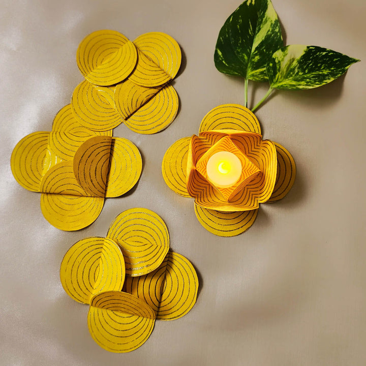 Handmade Yellow Paper Tealight Holder | Set Of 4