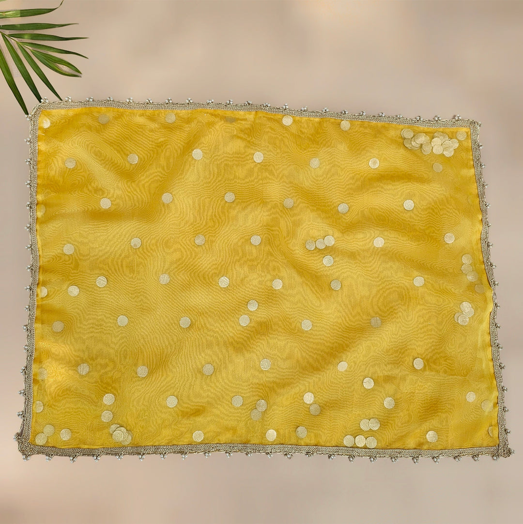 "Tikli" Organza Tray Cover With Shimmer Detail For Festive Decor