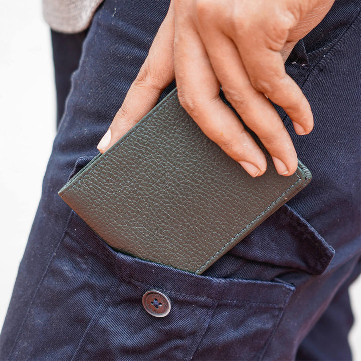 Handcrafted Personalized Leather Wallet with Coin Pouch For Men