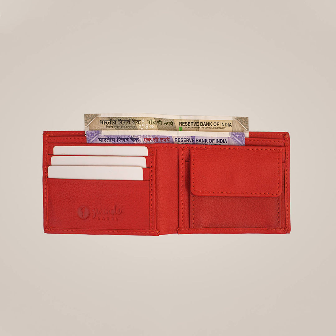 Handcrafted Personalized Leather Wallet with Coin Pouch For Men