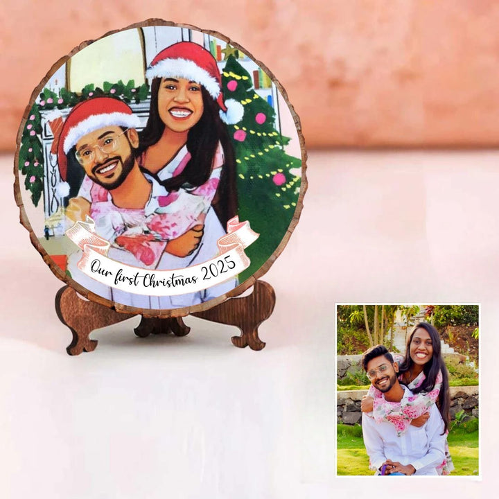 Photo Caricature Bark Nameplate with Stand