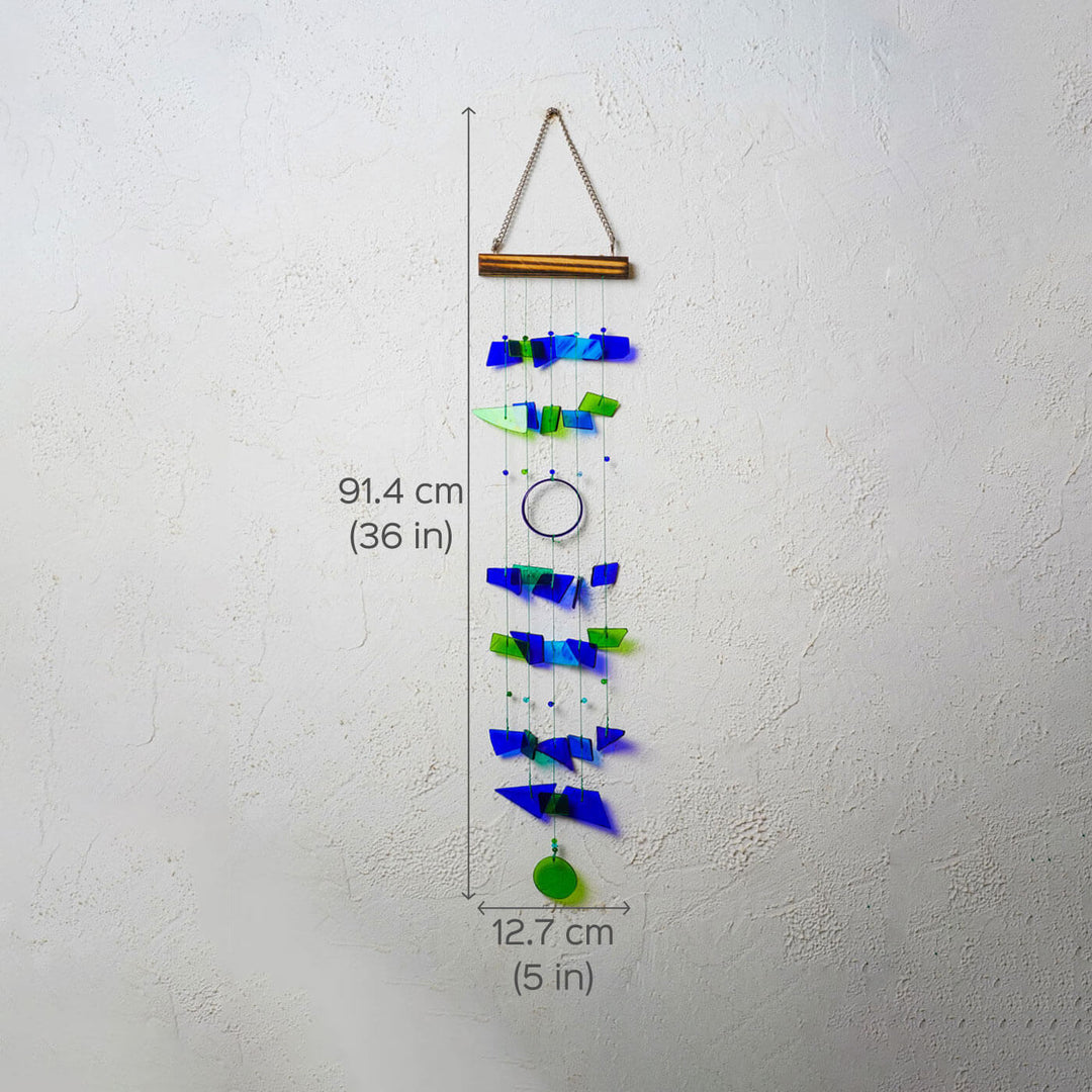 Zen Blue Stained Glass Windchime