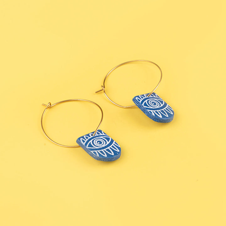 Handmade Clay Evil Eye Hoop Earrings