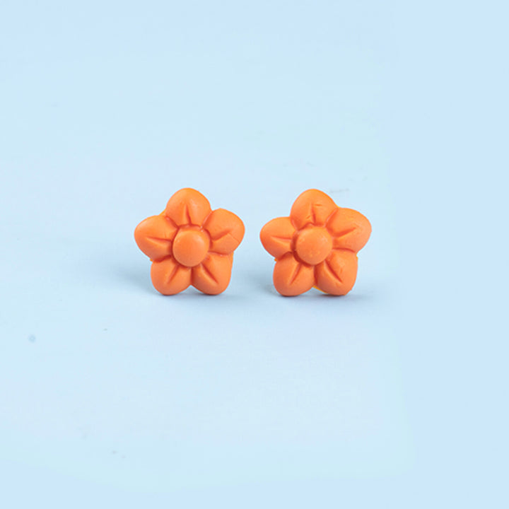 Handmade Clay Little Flower Stud Earrings