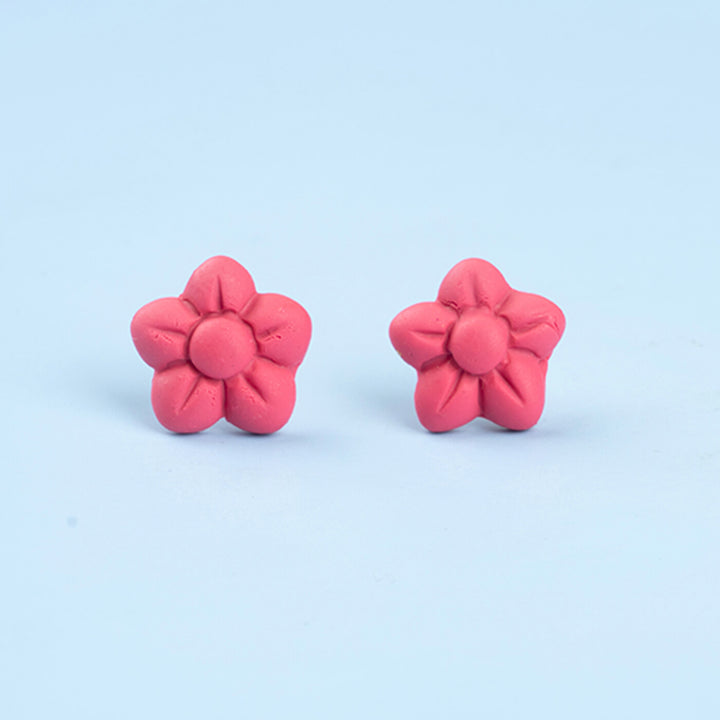 Handmade Clay Little Flower Stud Earrings