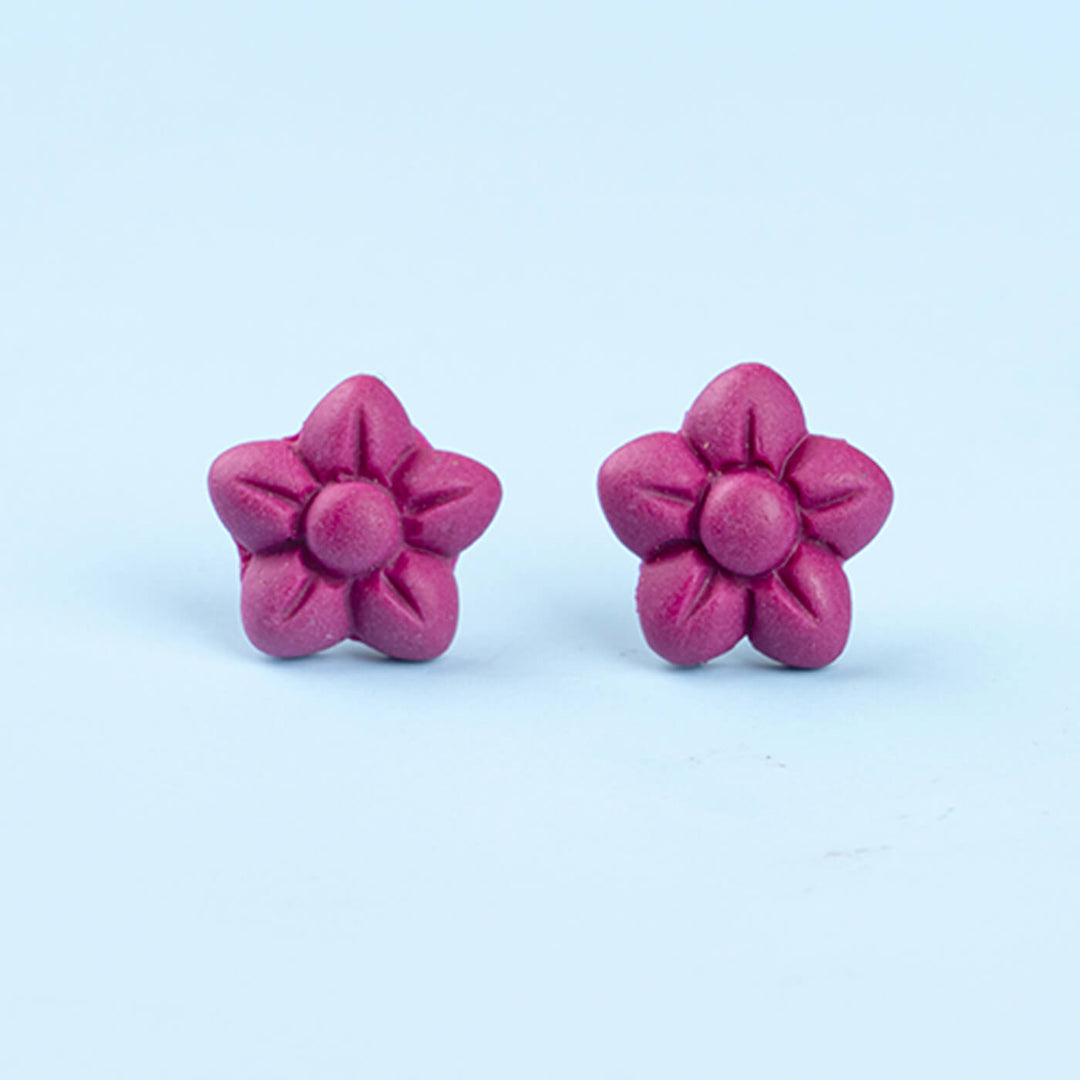 Handmade Clay Little Flower Stud Earrings