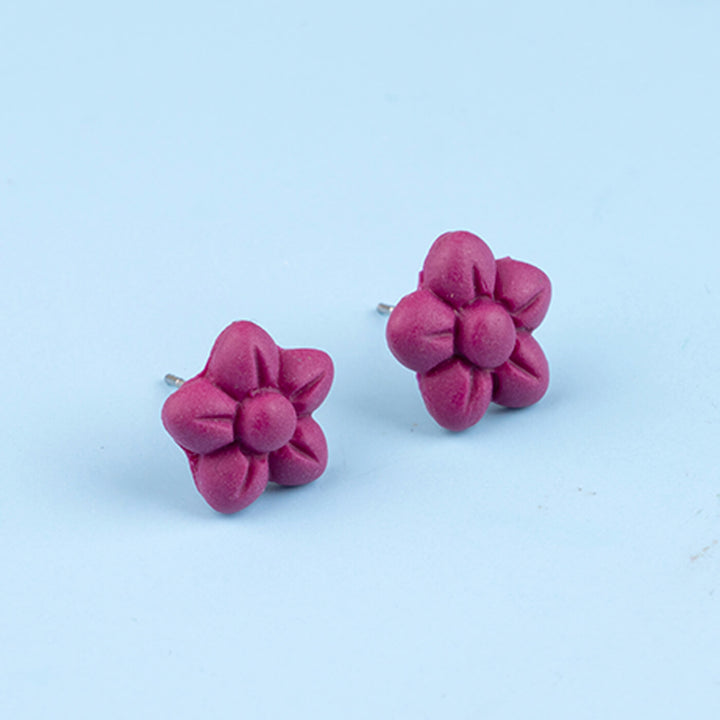 Handmade Clay Little Flower Stud Earrings