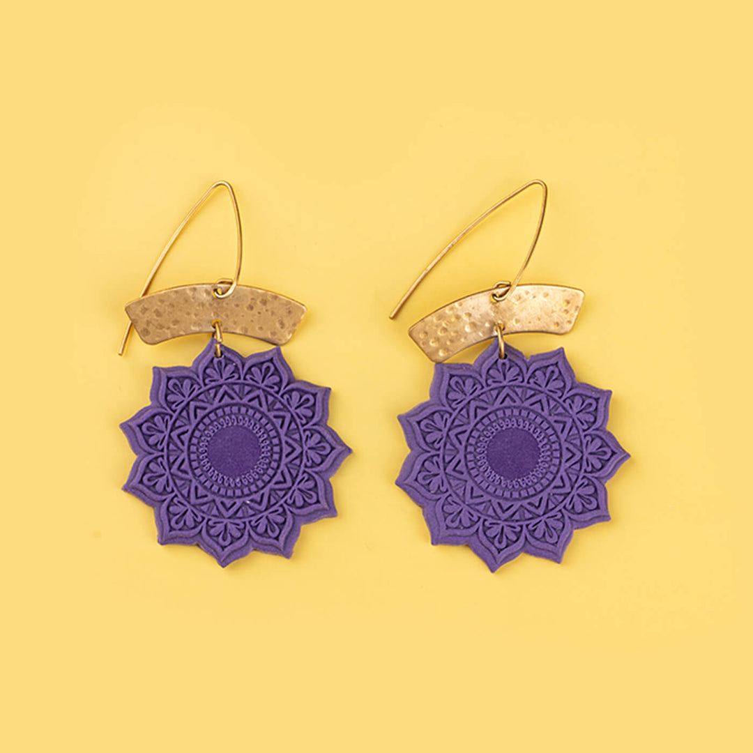 Handmade Clay Mandala Dangler Earrings