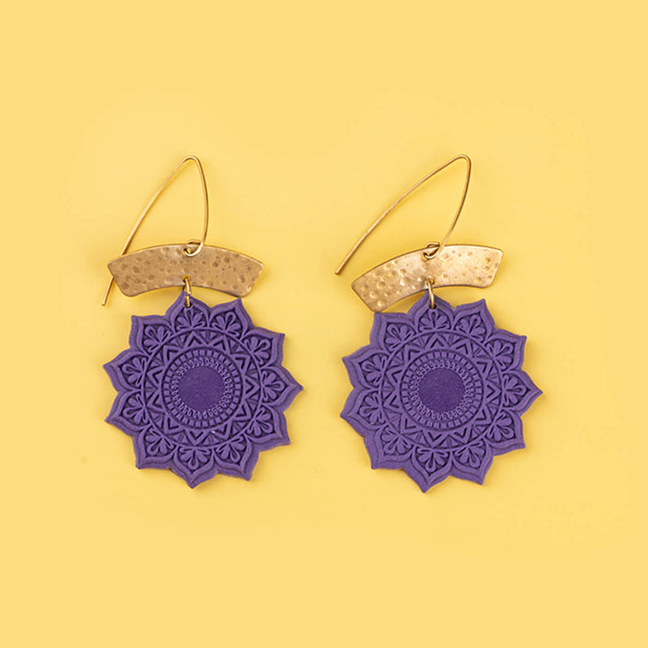 Handmade Clay Mandala Dangler Earrings