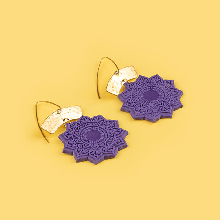 Handmade Clay Mandala Dangler Earrings