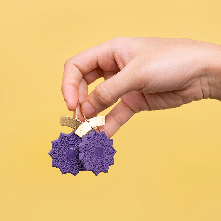 Handmade Clay Mandala Dangler Earrings