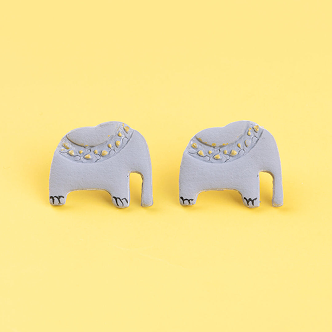 Handmade Clay Elephant Stud Earrings