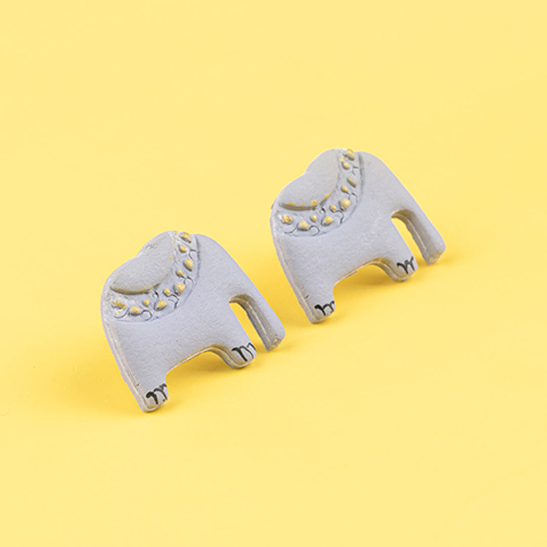 Handmade Clay Elephant Stud Earrings
