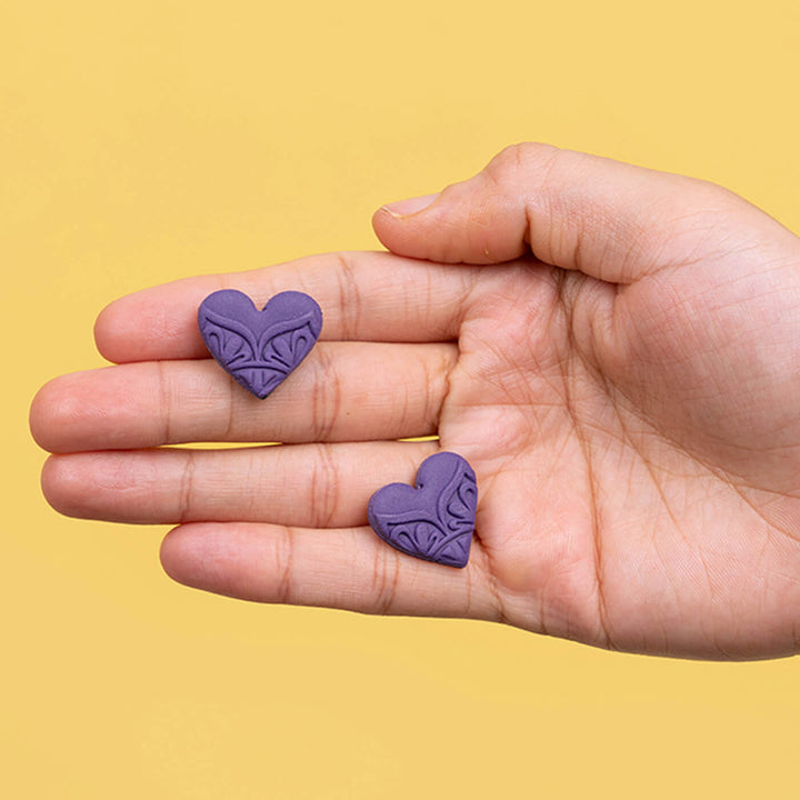 Handmade Clay Heartline Stud Earrings