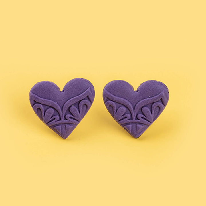 Handmade Clay Heartline Stud Earrings